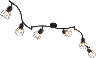QAZQA Qazqa Moderno Foco De Techo Moderno Negro 145 Cm 6 Luces - Botu Acero Alargada Adecuado Para Led Max. 6 X 40 Watt