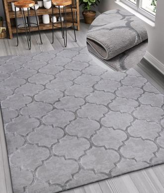 My Home Teppich »Badra Kurzflor« rechteckig 12 mm Höhe geometrisch, Hoch Tief Design, 3-D Wirkung, Ornamente, Wohnzimmer