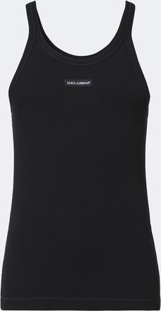 Dolce & Gabbana Top in maglia di cotone a coste con logo