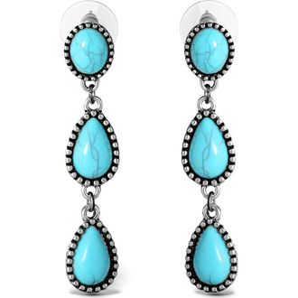 Jessica Simpson Three Stone Drop Earrings in Silver, Turquoise at Nordstrom