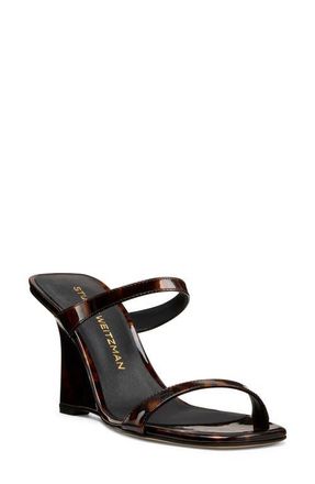 Stuart Weitzman Vinnie 85 Patent Leather Wedge Slide Sandal in Classic at Nordstrom, Size 8.5