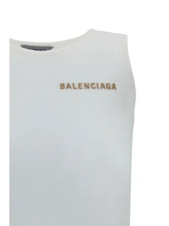 Balenciaga Womens Logo Tank Top White Full Cotton