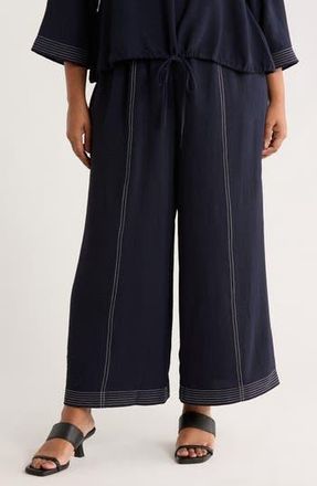 Adrianna Papell Topstitched Woven Pants in Blue Moon/Ivory at Nordstrom Rack, Size 3 X