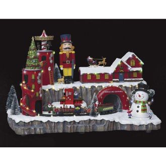 F&eacute;&eacute;ric Lights & Christmas Villaggio illuminato Laboratorio di Babbo Natale 75 LED l.57,5cm musicale - Feeric lights & christmas