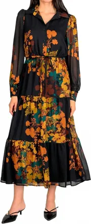 Lavender Brown Dylan Maxi Dress In Black Rust Combo