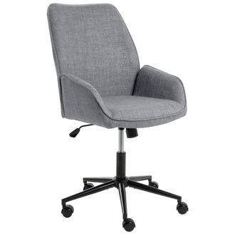 Beliani Silla De Oficina Tapizada En Lino Sint&eacute;tico Giratoria Ajuste De Altura Del Asiento Gris Oscuro Castile