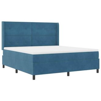vidaXL Cama Tipo Box Spring Con Tiras Led Azul 180 X 200 Cm Terciopelo Vidaxl
