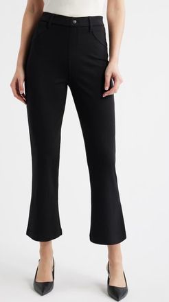 Hue Double Soft Jersey Pull-On Kick Flare Pants in Black at Nordstrom, Size X-Large