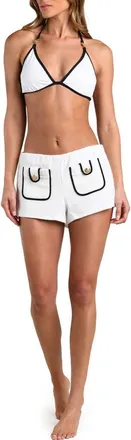 L'agence Fine Line Amiya Cotton Cover-Up Shorts in White at Nordstrom, Size X-Large