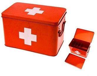 Present Time Tzmo Cross Caja De Botiqu&iacute;n Roja Metal 31,5x19x21 Cm