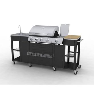 Berkfield Home Outdoor Kitchen Barbecue Montana 4 Burners in Black