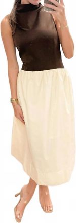 Entro Melody Two Tone Midi Dress In Mocha