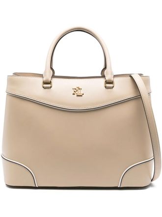 Lauren Ralph Lauren large Marcy top-handle tote bag - women - Polyester/Calf Leather - One Size - Neutrals