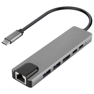 OEM Este Adaptador Concentrador Usb-c 6 En 1 Ofrece Una Soluci&oacute;n Pr&aacute;ctica Para La Transferencia De Datos, Compatible Con Salida Hd 4k, Un Puerto Ethernet 