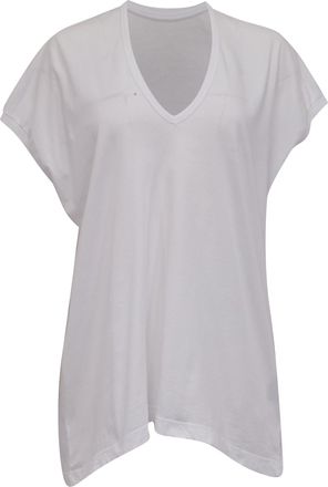 Dries Van Noten V-Neck Loose T-Shirt in White Cotton