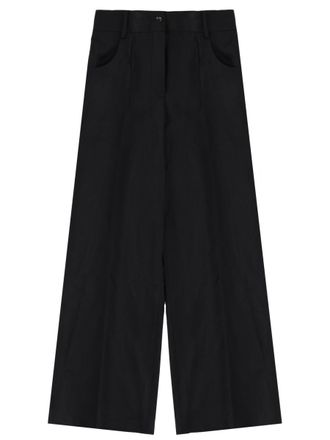 Theory Neutrals Tailored Wide-Leg Wool-Blend Pants