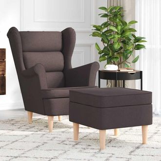 vidaXL Vidaxl Poltrona Con Poggiapiedi Marrone Scuro In Tessuto