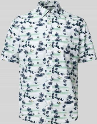 Jake*s Slim Fit Kurzarmhemd mit Kentkragen in Sand, Größe XXL