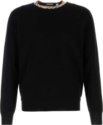 Burberry Black Contrast Crewneck Sweater