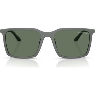 A|X Armani Exchange 55mm Square Sunglasses in Matte Grey /Dark Green at Nordstrom