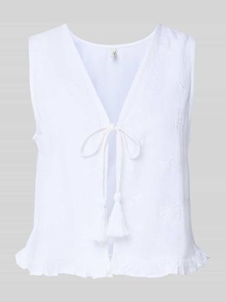 Only Regular Fit Leinenweste mit Stickereien in Weiss, Gr&ouml;&szlig;e XL