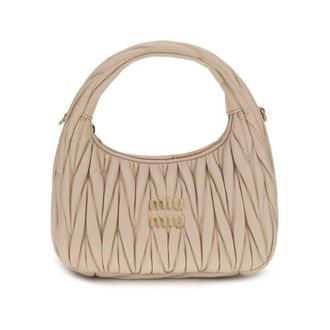 Miu Miu Bolso Hobo de Piel Nappa Matelass&eacute; - Bags - Mujer - Beige - ONE SIZE