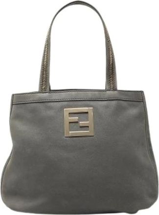 Fendi Pre-owned Handbags, female, Gray, Size: ONE SIZE Pre-owned Leather Tote