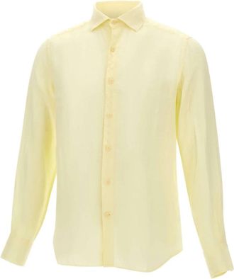 MC2 Saint Barth Pamplona Linen Shirt - Heren - Casual Overhemden - Geel - M - Linnen - Overhemden