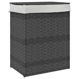 vidaXL Vidaxl - Cesto Para Ropa Sucia Con Tapa Rat&aacute;n Sint&eacute;tico Gris 46x33x60 Cm