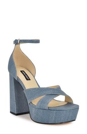 Nine West Vicky Ankle Strap Platform Sandal in Light Blue at Nordstrom Rack, Size 8.5