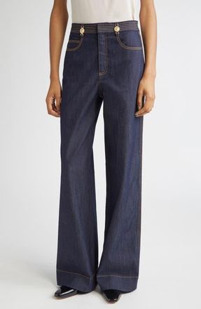 Cinq à Sept Bev High Waist Flare Leg Jeans in Indigo at Nordstrom, Size 10