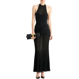 Balmain Long Fl&eacute;chage knit dress in Black at Nordstrom, Size 42 Eu