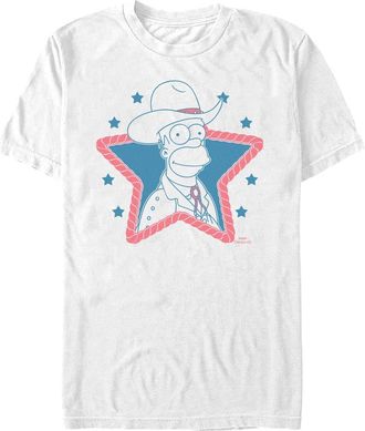 The Simpsons Mens The Simpsons Western Cowboy Homer T Shirt in White at Nordstrom, Size Xxx-Large