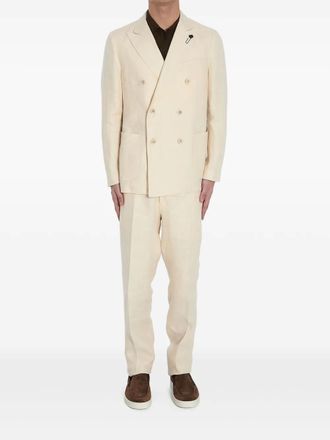 Lardini double-breasted blazer - men - Viscose/Linen/Flax/Cupro - 52 - Neutrals