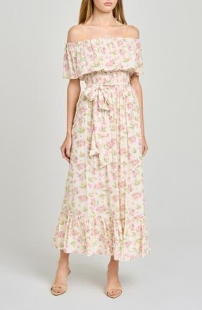 Wayf Indie Floral Off-the-Shoulder Dress in Garden Raspberry at Nordstrom, Size X-Large