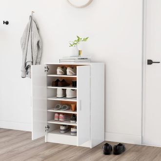 Berkfield Home Shoe Cabinet White 60x35x92 cm Engineered Wood | Size: 60 x 35 x 92 cm