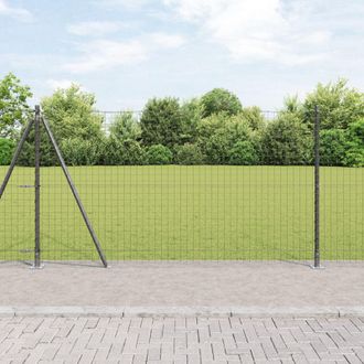 Berkfield Home Euro Fence with 13 Flanged Posts 1.2x25 m Galvanised Steel in Silver