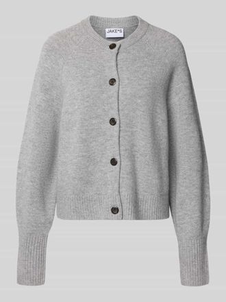 Jake*s Casual Strickjacke aus Wolle mit Rundhalsausschnitt in Silber Melange, Größe XL