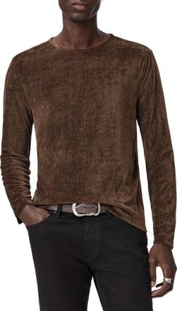 John Varvatos Sandro Long Sleeve Velvet Top in Dark Brown at Nordstrom, Size Large