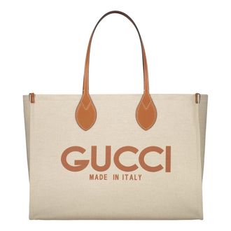 Gucci Shopper Bag with Logo - female - Gucci - Shopping Bags - Beige - ONE SIZE - Bags