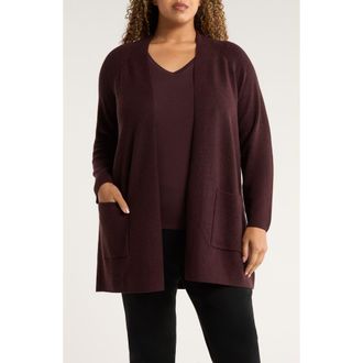 Eileen Fisher Open Front Wool Cardigan in Cassis at Nordstrom Rack, Size 1X