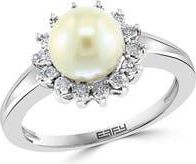 Effy Sterling Silver Freshwater Pearl & Diamond Halo Ring in White at Nordstrom Rack, Size 7
