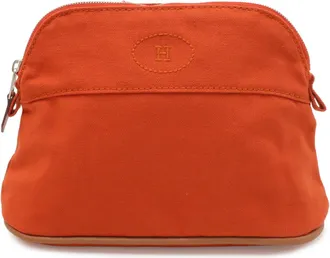 Herm&egrave;s Red Orange Canvas Pouch (Pre-Owned)