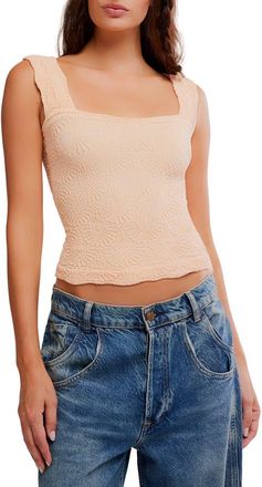 Free People Love Letter Floral Knit Camisole in Sparkling Sunset at Nordstrom, Size X-Small
