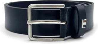 HUGO BOSS Mens Ther Flag Leather Belt, Navy