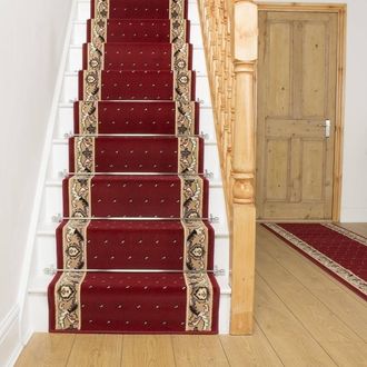 Runrug Stair Runner Carpet for Staircases - Soft & Comfy, 9mm - Pin_Dot in Red | Size: 70 cm x 510 cm