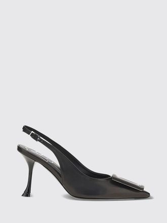 Roger Vivier Viv In The City Nappa Leather Slingbacks with Stiletto Heel and Plaque