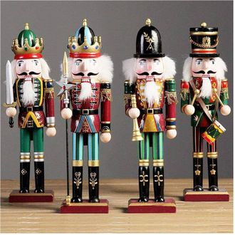 Trade Shop Trade Shop - 4 X Soldato Schiaccianoci Di Natale In Legno 30 Cm Decorazioni Natalizie 4 Pezzi