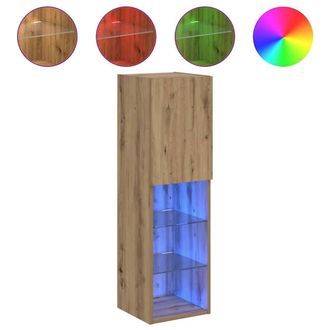 Berkfield Home TV Cabinets with LED Lights 2 pcs Artisian Oak 30.5x30x102 cm in Brown