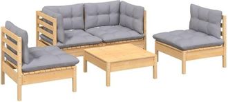 vidaXL Juego De Muebles De Jard&iacute;n 5 Pzas Y Cojines Madera Maciza Pino Vidaxl